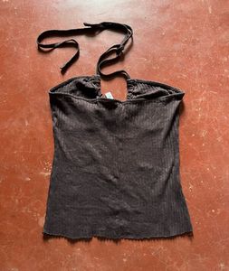 Ribbed Halter Neck Tank Top