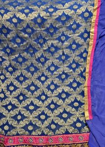 Banarsi Unstitched Kurta With Sleeves And Border