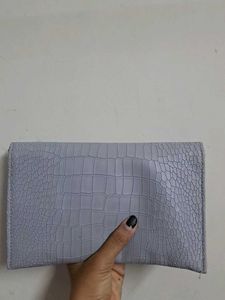 Chic Grey Croc Wallet with Houndstooth Coin Pouch