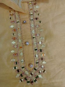Elegant Yellow Mirror Work Kurta Set