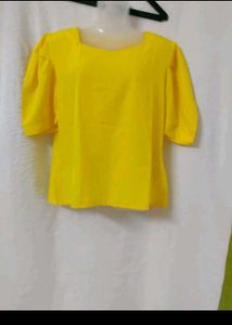 Vibrant Puff Sleeve Square Neck Top