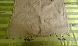 Beige Cotton Chunni/Dupatta with jute panel