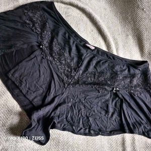 I. Black Lace Trim Sleep Shorts