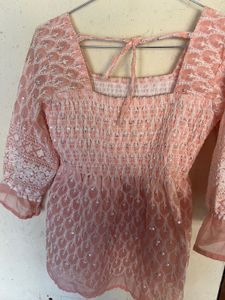 Peach Embroidered Top