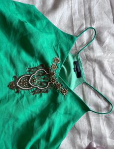 Emerald Green Embellished Mini Dress