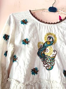 Embroidered Peacock Kurta