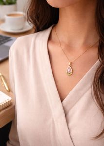 Elegant Pink Stone Pendant Necklace