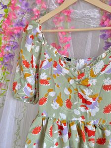 Floral Tiered Puff Sleeve Dress