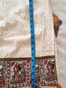 Cream Color Blocked Kurta