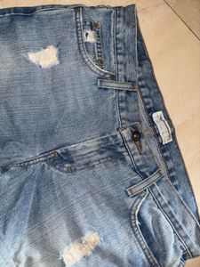 Light Wash Distressed Denim Shorts