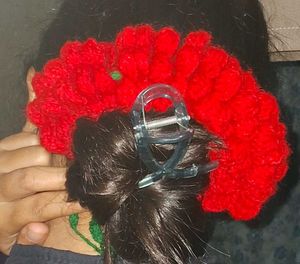 Handmade Red Flower Hair Claw Clip