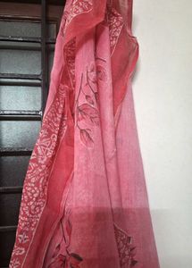 Pure Cotton Pink Scarf/Dupatta with Floral Print