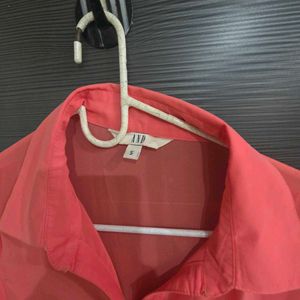 Coral Sheer Button-Down Maxi Dress