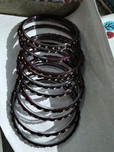 Mehroon Colour Glass Bangles Set