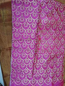 Designer Pink & Gold Blouse Fabric