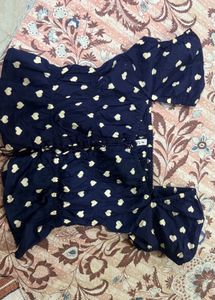 Cute Navy Heart Print Co-ord Set
