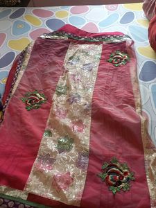 maroon net double shafe saree