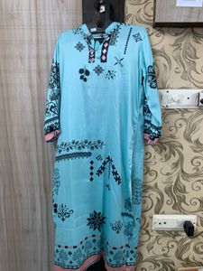 Sky Blue Printed turkish coord ser