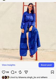 Elegant blue Ethnic Gown with Lace