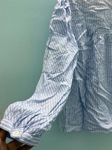 Striped Blue &amp; White Casual Top