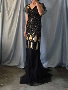 Sparkling Black Sequin Flapper Dress