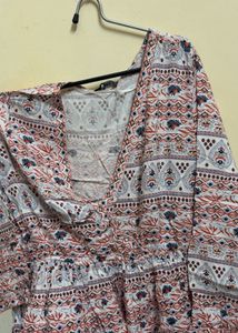 Boho Print V-Neck Mini Dress
