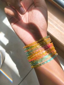 Multicolour Kashmiri Glass Bangles Set