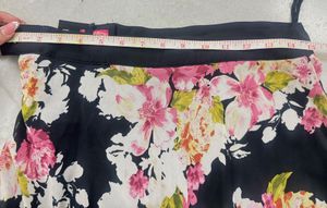 Black Floral Print Lehenga Skirt