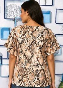 🇬🇧 Girl Top Stylish Snake Print Puff Sleeve