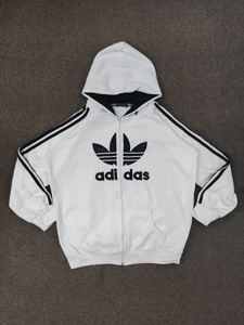 Adidas White Zip-Up Hoodie