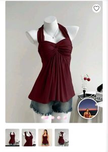 Chic Burgundy Halter Neck Top