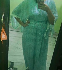 Elegant Mint Green Floral Gown
