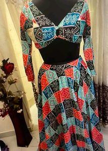 Bohemian Print Lehenga Choli Set