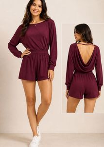 Burgundy Romper Jumpsuit