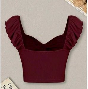 Chic Ruffle Sleeve Square Neck Top