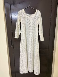 White Chikankari Stitched Anarkali Kurti