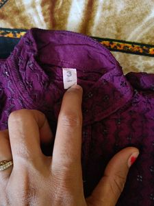Maroon Embroidered Kurta