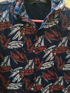 Men's Leaf Print Button-Down Shirt