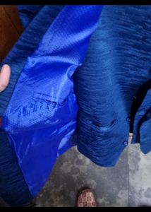 Blue Textured Coat pant