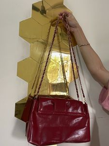 Chic Burgundy Patent Leather Shoulder Bag