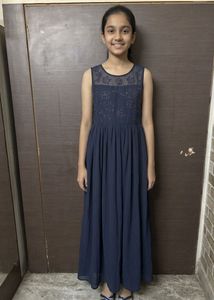 Navy Blue Embellished Maxi Gown