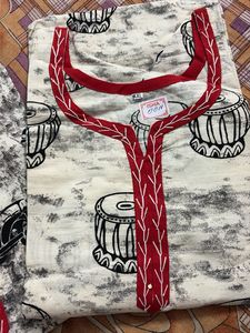 Printed Rayon Kurti with Embroidery | XXL