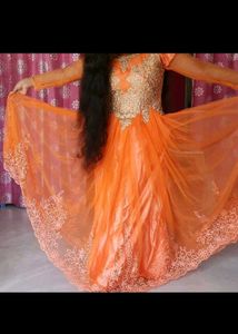 Stunning Orange Embellished Gown