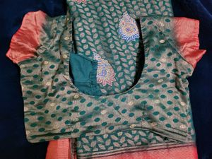 Elegant Green Saree with Blouse