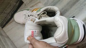 White &amp; Green Sneakers
