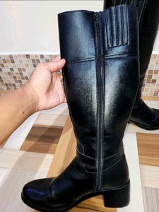 Classic Black Leather Knee-High Boots