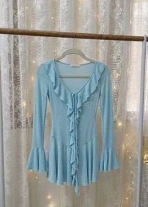 Chic Baby Blue Ruffle Dress