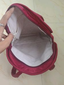 Quilted Maroon Tote Bag with Floral Embroidery
