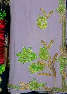 Lavender Saree with Embellishments