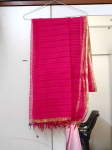 Srishti Fuschia Pink Zari Border Dupatta